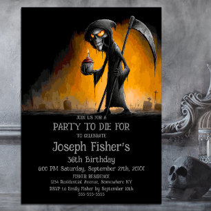 Rare Grim Reaper met Cupcake Verjaardagsfeestje Kaart