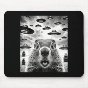 Rare grondmarmotten selfie met buitenaardse UFO gr Muismat