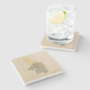 Rare japans  zwaardvechter yokai stenen onderzetter