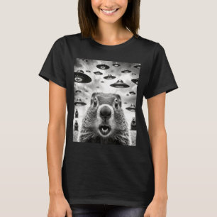 Rare marmotten selfie met buitenaardse UFO grappig T-shirt