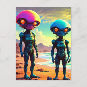 Rare Metallic Robotic Space Aliens Briefkaart