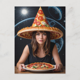 Rare Surreal Vrouw met een Pizza Pet Briefkaart