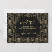 Raring 20s Grote Gatsby Art Deco DANK U Bedankkaart (Achterkant)