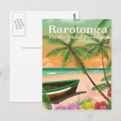 Rarotonga pacific eiland vintage poster briefkaart (Voorkant / Achterkant)