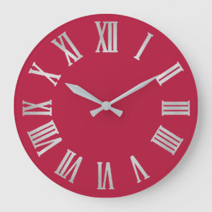 Rasbessen Roos Silver Metallic Gray Roman Numbers Grote Klok