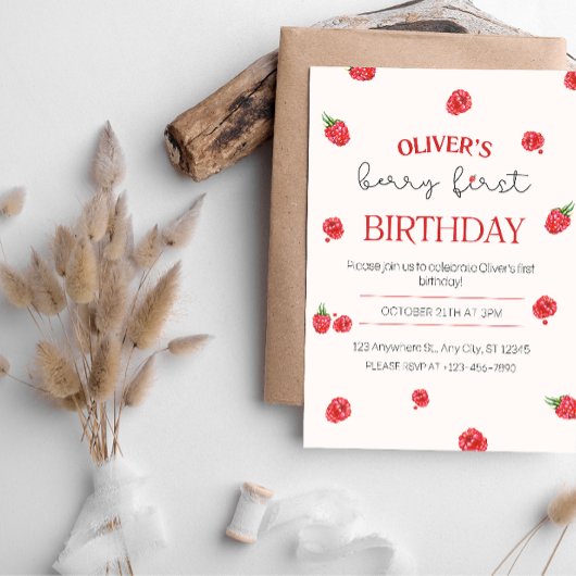Raspberry 1er anniversaire Invitation