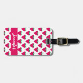 Raspberry Berry Pattern Pink Personalize Bagagelabel (Voorkant horizontaal)
