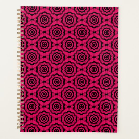 Raspberry Black Flower Naadloos Patroon Planner (Voorkant)