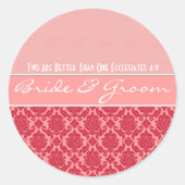 Raspberry Blush Pink Damask Wedding Ronde Sticker (Voorkant)
