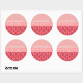 Raspberry Blush Pink Damask Wedding Ronde Sticker (Vel)