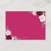 Raspberry Blush Roze Bloemen Bruiloft Details Informatiekaartje (Achterkant)