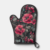Raspberry, burgundy flowers on dark gray (Recto)