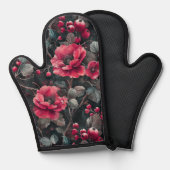 Raspberry, burgundy flowers on dark gray (Recto/Verso)