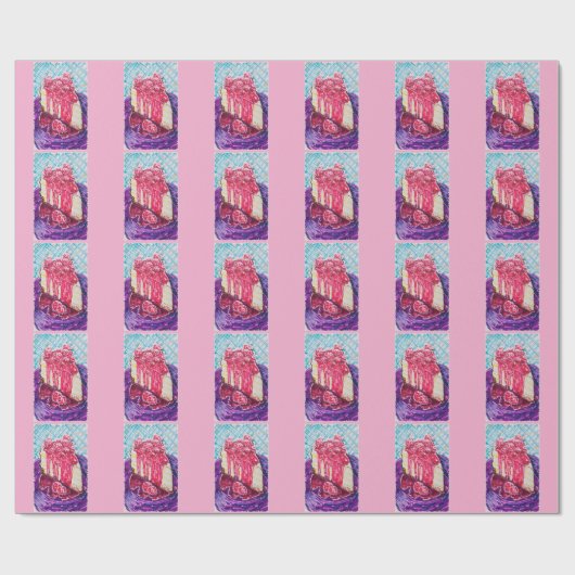 Raspberry Cake Cadeaupapier (Vlak)