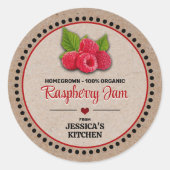 Raspberry Canning Jar Kraft Papier Stijl Label (Voorkant)