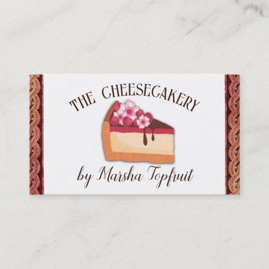 Raspberry cheesecake bakkerij bruiloft visitekaartje (Voorkant)