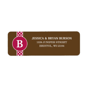 Raspberry Dainty Stippen Custom Monogramed Family Etiket