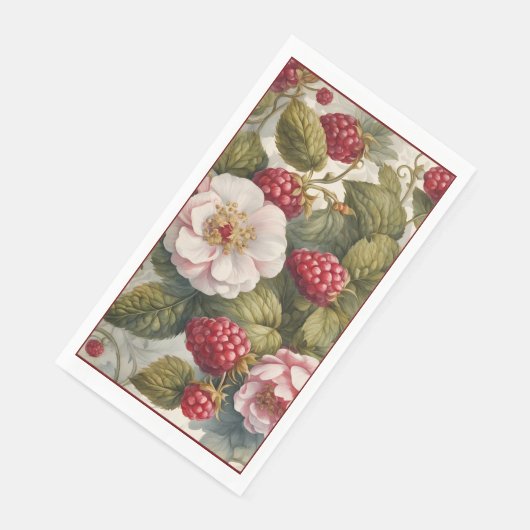 Raspberry en Bloem Gastenhanddoek Stijl Servetten (Hoek)