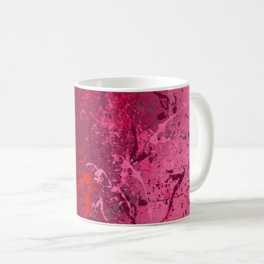 Raspberry Flurry: Abstract spatter art Koffiemok (Voorkant rechts)