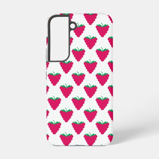 Raspberry Fruit Berry Pink Pattern Samsung Galaxy Hoesje (Achterkant)