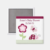 Raspberry Garden/Ladybug Baby shower Magnet Magneet (Voorkant / Achterkant)