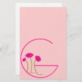 Raspberry Gerber Daisy Briefpapier (Voorkant / Achterkant)