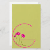 Raspberry Gerber Daisy Briefpapier (Voorkant / Achterkant)