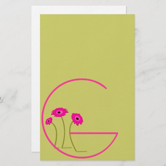 Raspberry Gerber Daisy Briefpapier (Voorkant / Achterkant)