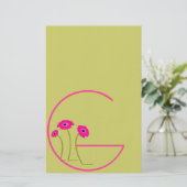 Raspberry Gerber Daisy Briefpapier (Staand voorkant)