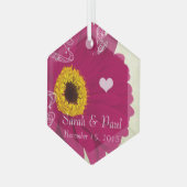 Raspberry Gerber Daisy kerstversiering Glas Ornament (Voorkant links)