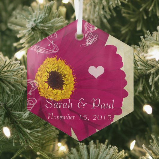 Raspberry Gerber Daisy kerstversiering Glas Ornament (Insitu)