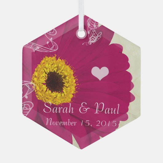 Raspberry Gerber Daisy Ornement de Noël (Recto)