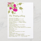 Raspberry Gerbers Programme de mariage (Dos)