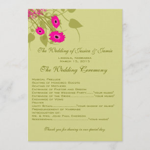 Raspberry Gerbers Wedding Programme Programma