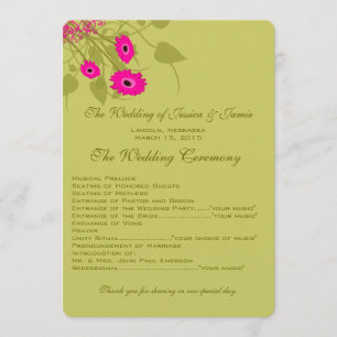 Raspberry Gerbers Wedding Programme Programma