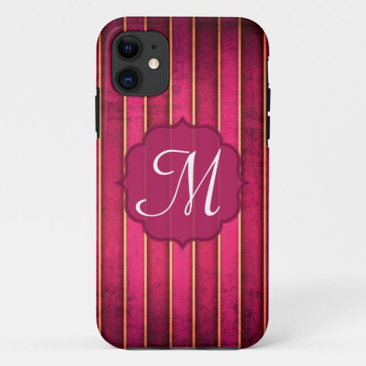 Raspberry Gold Stripe Mod Monogram IPHONE 5 Hoesje (Achterkant)