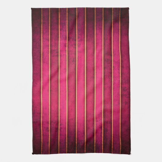 Raspberry Gold Stripe Modern Kitchen Dish Towel Theedoek (Verticaal)