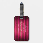 Raspberry Gold Stripe Modern Monogram Bagagelabel (Achterkant verticaal)