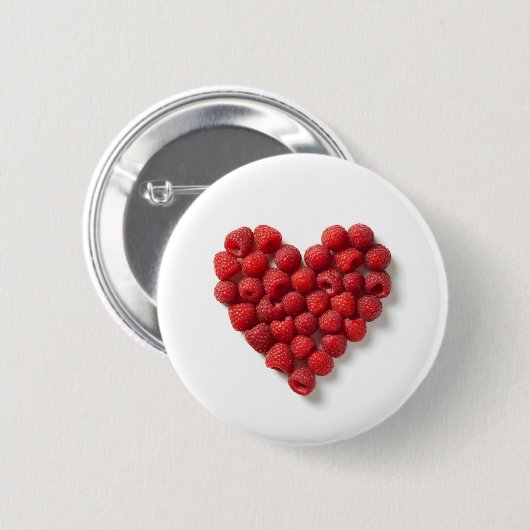 Raspberry Heart Ronde Button 5,7 Cm (Voorkant /achterkant)