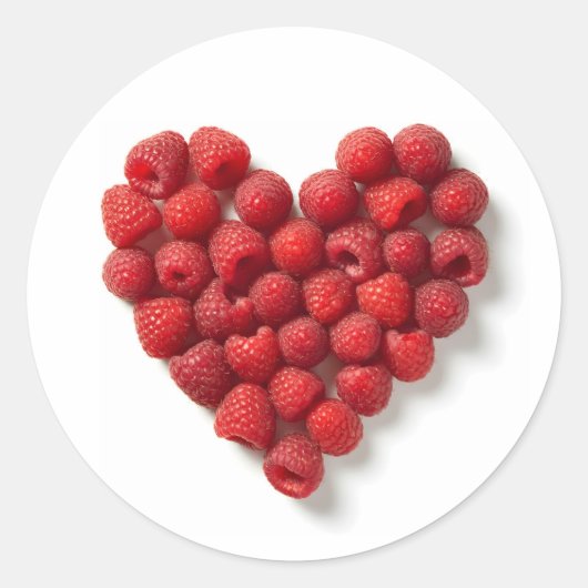 Raspberry Heart Ronde Sticker (Voorkant)