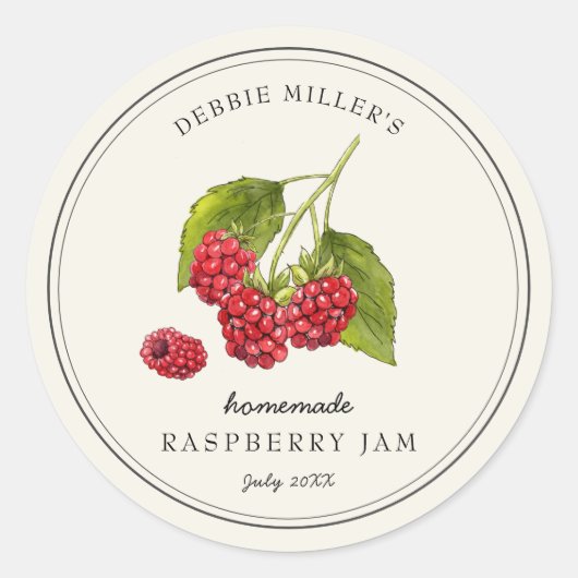  Raspberry Homemade Jam Jar label (Voorkant)