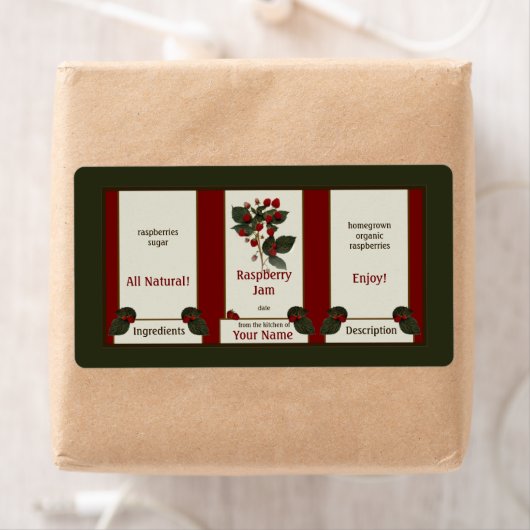 Raspberry Homemede Jam Canning Étiquette 3 (En situation)