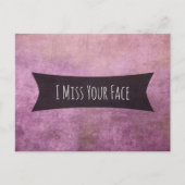 Raspberry-Hued Grunge Textured, "I Miss Your Face" Briefkaart (Voorkant)