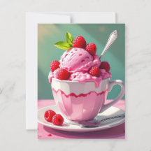 Raspberry Ice Cream in een Roze Koffie Cup