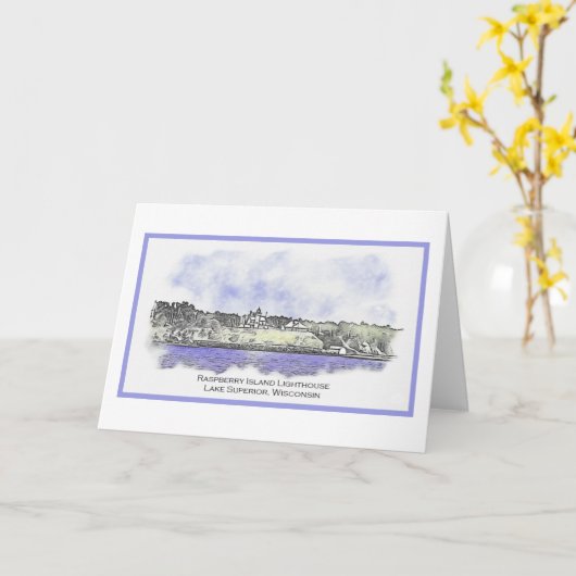 Raspberry Island Vuurtoren 2024 Notecard Kaart (Gele Bloem)