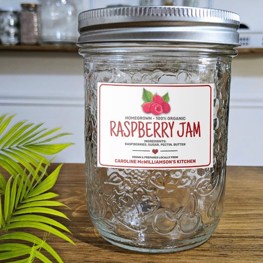 Raspberry Jam Canned Food Label Voedselcontainer Etiket