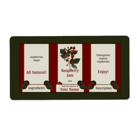 Raspberry Jam Canning Label 3 (Voorkant)