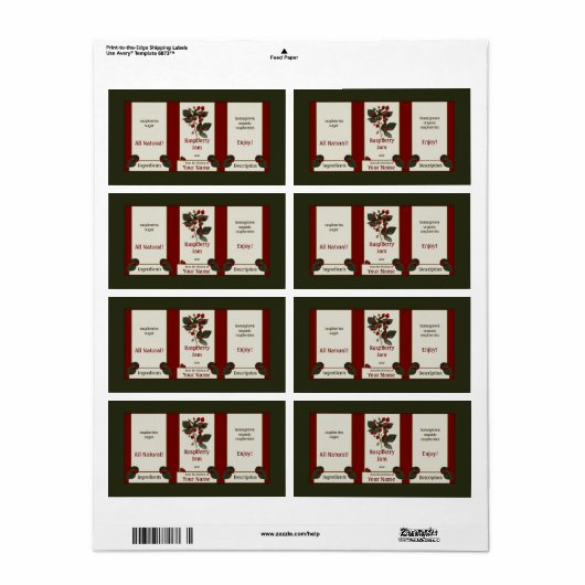 Raspberry Jam Canning Label 3 (Full Sheet)