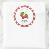 Raspberry Jam Gingham Jar Ronde Sticker (Tas)