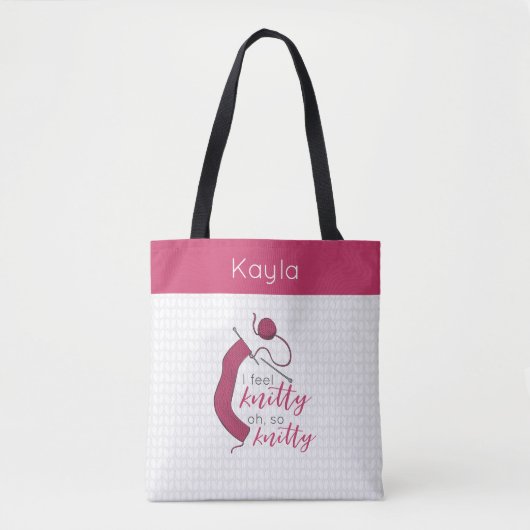 Raspberry Jam, ik voel me knitty, zo knitty Draagtas (Voorkant)